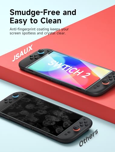 JSAUX 3-Pack Screen Protector for Nintendo Switch 2, Ultra HD Glass Protector 9H Hardness Easy to Install with Guiding Frame Scratch Resistant Tempered Glass
