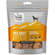 I and love and you Nice Jerky Bites - Grain Free Dog Treats, Chicken + Duck, 4-Ounce, Pack of 1
