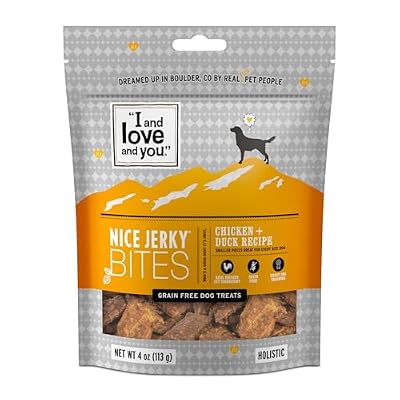 I and love and you Nice Jerky Bites - Chicken + Duck - Grain Free, Real Beef, Training Treat, Chewy Dog Treats, Filler Free, 4oz