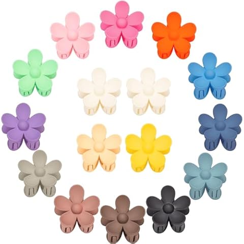 Drnytunk Flower Hair Clips Set of 16 for Women, 1.37 Inch Mini Matte Claw Clips for Thin & Thick Hair, Strong Hold Non-Slip Hair Accessories Cover
