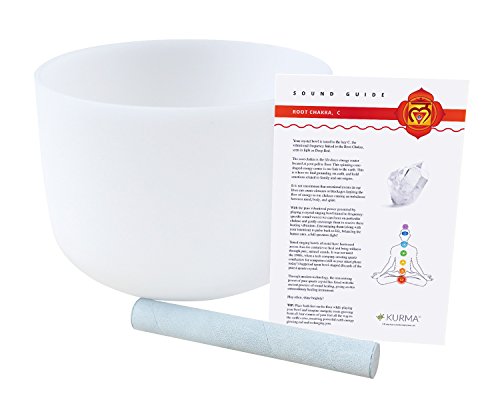 Root Chakra Crystal Singing Bowl C Note Suede Mallet Included Highest Quality Sound and Quartz Crystal