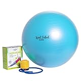 Pro Fitness 65cm Exercise Ball By KindTribal Elements: Anti-Burst/Slip Balance Gym Body Ball-For Yoga, Pilates, With Foot Pump-Flexible Therapeutic, Birthing-Use At Home-As Office Chair (Blue)
