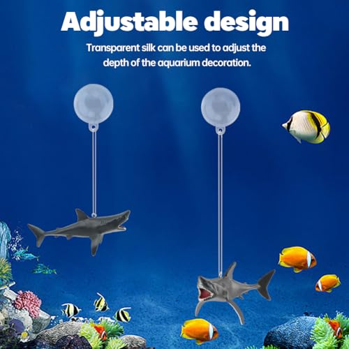 Image of Tookie 4sets Fish Tank Shark Decoration, Floating Fish Tank Figurine Mini Realistic Sharks with Water Balloon Floating Aquarium Layout Prop(as Shown)