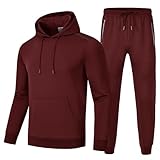 Rdruko Men's Track Sweat Suits 2 Piece Set Jogger Workout Athletic Sweatsuits Tracksuits(Burgundy, US S)