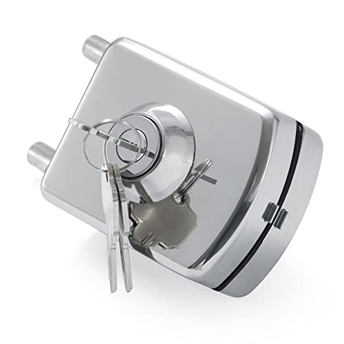Ranbo 304 Stainless Steel Commercial-Home 10 Mm -12 Mm Glass Door Anti-Theft Security Lock， Double Swing Hinged Frameless Push Sliding Gate Lock With 3 Keys-Polished Chrome (601) #TOP6