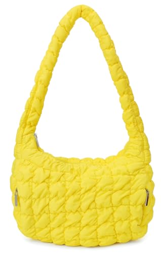 Women Quilted Tote Bag Large Capacity Crossbody Puffer Lightweight Padding Shoulder Bag Hobo Satchel Handbag Zip Purse