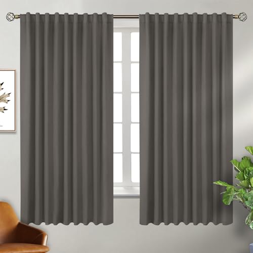 BGment Wide Thermal Insulated Blackout Curtains, 70x63 Inch, Grey, 2 Panels