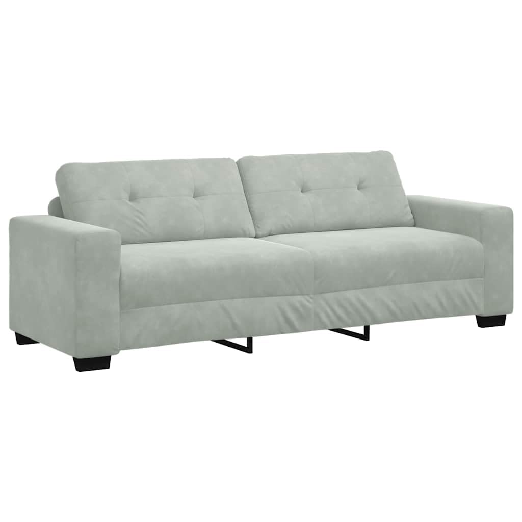 Sofa 3-osobowa, aksamitna, jasnoszara 220 x 78 x 80 cm