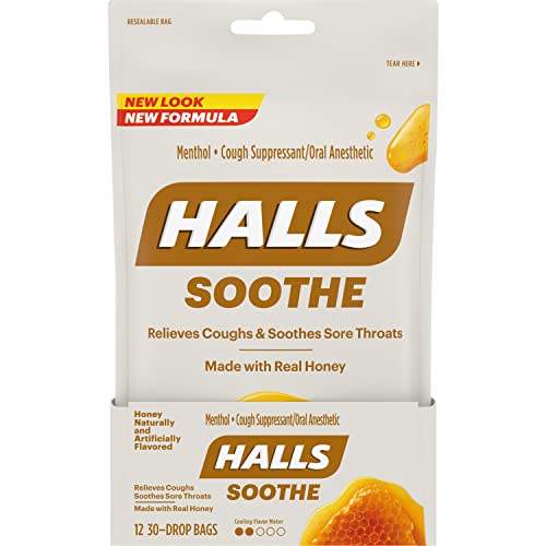 HALLS Honey Flavor Throat Soothing Cough Drops #TOP17