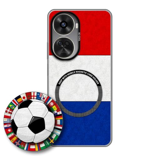 JGOYGYI Case for Huawei Nova 12 SE with Magnetic Detachable Collapsible Grip Stand, Shockproof Silicone Bumper Cover, French Flag Football Design,Pattern 5