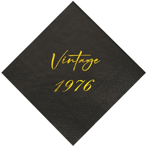 Crisky Black Gold 50th Birthday Napkins for Men Women 50th Birthday Decorations 3-Ply 50 Pcs Vintage 50 Years Old Disposable Napkins for Cake Dessert Beverage Table Bday Party Supplies