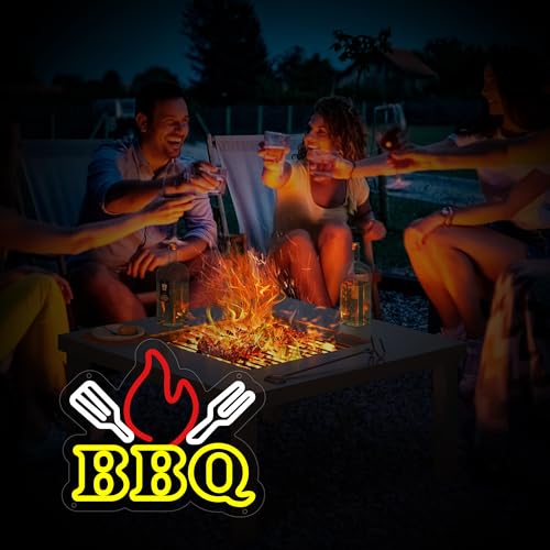 BBQ Neon Signs Barbecue Neon Lights Dimmable LED Signs for Wall Neon Light Up Signs for BBQ Party Restaurant Home Beer Pub Bar Sign Wall Decor — view 6