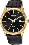 Citizen Quartz Men's Watch, Stainless Steel with Leather strap, Casual, Brown (Model: BI5002-06E)