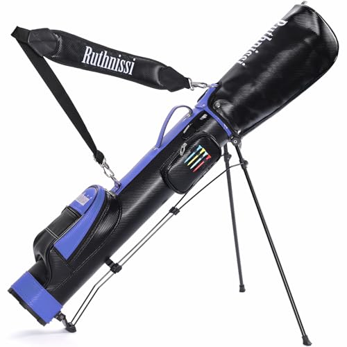 Sunday Golf Bag with Stand and a Cooler Pouch，Lightweight for Driving Range Mini Course Training Practice Man Women,Travel Case Vertical Hard Shell Tube for Airlines, with Detacheble Padded Strap