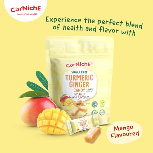 CORNICHE Turmeric Ginger Candy, Anti-Nausea and Digestion Aid, Individually Wrapped Healthy Candy 3.53 Oz Bag (Mango), Small - image 3