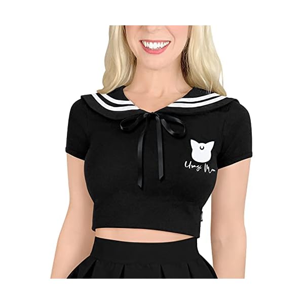 Littleforbig Usagi Sailor Luna Bauchfreies Top mit Kragen, Kawaii Sailor Luna
