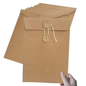 10Pcs Pochettes de Fichier A4 en Papier Kraft Chemise de Dossier Épais avec Boucle Pochette Document en Papier Sac Enveloppe de Fichiers Rangement Contrat Presentation Rapports pour Bureau Scolaire