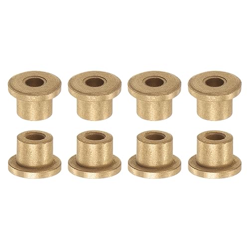 QUARKZMAN 8pz Flangia Cuscinetto Manicotto 4mm Alesaggio x 8mm OD x 8mm Lunghezza x 2mm Flangia Spessore, Bronzo Boccola Autolubrificante Boccole Manicotto per Attrezzature Industriali