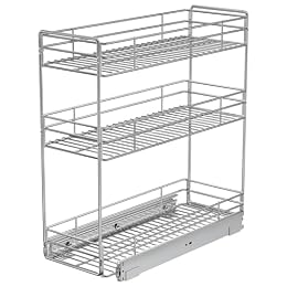 MODCART Pull Out Spice Rack Cabinet Organizer 5½" W x 20½" D, 3 Tier Heavy Duty Sliding Spice Cabinet Organization for Narrow Cabinet, Pull Out Shelves for Kitchen