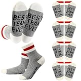 Glitopper 6 Pairs Best Team Ever Gift Socks Bulk Employee Appreciation Gifts for Women Men Team Coworker Staff Office Favors(Grey)