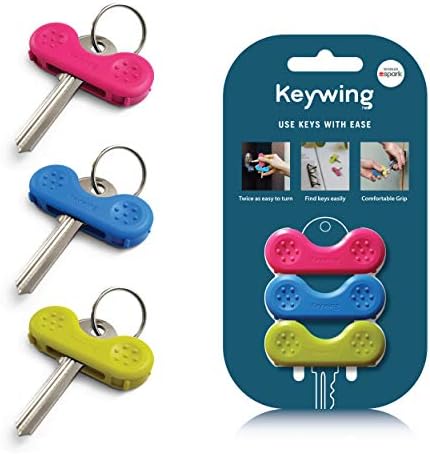 Keywing Key Turner Aid - 3 Pack. Makes Keys so Much Easier to find, Grip and Turn. Perfect for Arthritis, MS or Parkinsons Gift, Elderly with weak Hands, Key Finder and Holder.