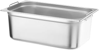 HENDI Gastronormbehälter, mit Griffen, Temperaturbeständig von -40° bis 300°C, Heissluftöfen-Kühl- und Tiefkühlschränken-Chafing Dishes-Bain Marie, 28L, GN 1/1, 530x325x(H) 200mm, Edelstahl