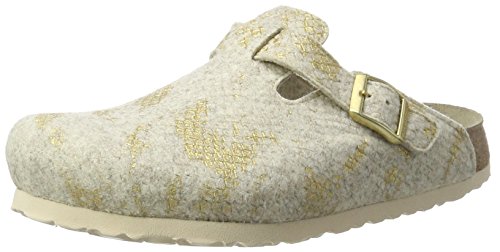 Papillio Boston, Zuecos para Mujer, Beige (Shiny Felt Off White), 37 EU