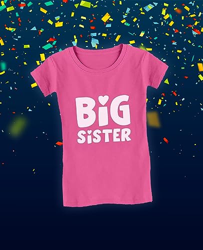 Tstars Big Sister Shirt Sibling Reveal Baby Announcement Kids Girls Fitted T-Shirt4