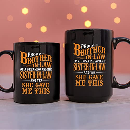 Seecrab Proud Brother-In-Law Of Awesome Sister-In-Law Coffee Mug | Brother In Law Mug Gift Idea For Birthday, Christmas | Gifts For Brother-In-Law | Customize Brother In Law Tea Mug Black 11Oz 15Oz #TOP5