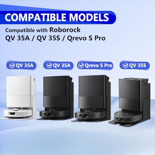 Image of 32 Pcs QV 35A Replacement Accessories Compatible with Roborock Qrevo S Pro /QV 35A / QV 35S Robot Vacuum, 2 Mainbrushes, 6 Scent Tablets, 4 HEPA Filters, 6 Dust Bags, 6 Mop Pads, 6 Side Brushes