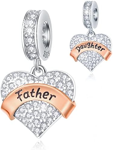Family Charms, 925 Sterling Silver Mother Father Daughter Son Sister,Godmother Goddaughter Nana,Husband Wife,Aunt,Faith,Best Friends,I Love You Heart Pendant,fit for Birthday/European DIY Bracelet