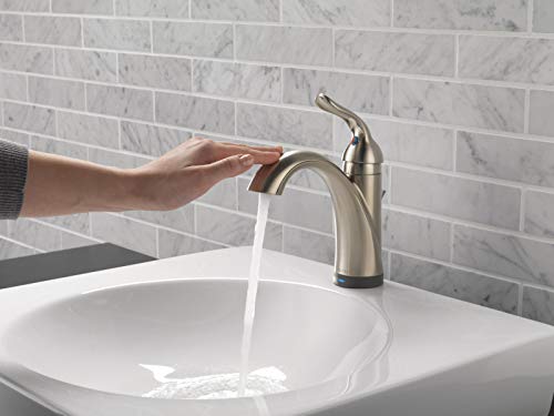 Delta Faucet Lahara Single Hole Bathroom Faucet Brushed Nickel, Touchless Bathroom Faucet, Diamond Seal Technology, Drain Assembly, Stainless 538T-Ss-Dst #TOP4