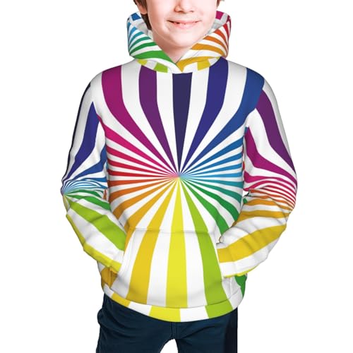 Colorful Rainbow Kids Pullover Hoodies Boys Sweatshirts Girls Athletic Clothes with Pocket2