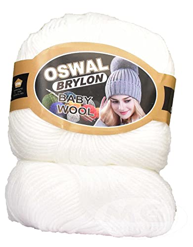 Image of OSWAL 120% Acrylic Wool White 12 GMS Wool 4 ply Wool Ball Hand Knitting Wool /Art Craft Soft Fingering Crochet Hook Yarn- Art-AECA