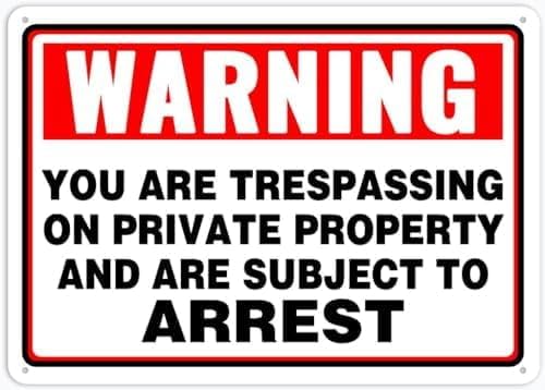 (2-Pack) Warning Metal Tin Sign You Are Trespassing On Private Property And Are Subject To Arrest Caution Warning Notice Aluminium 12"X8" Sign Plate