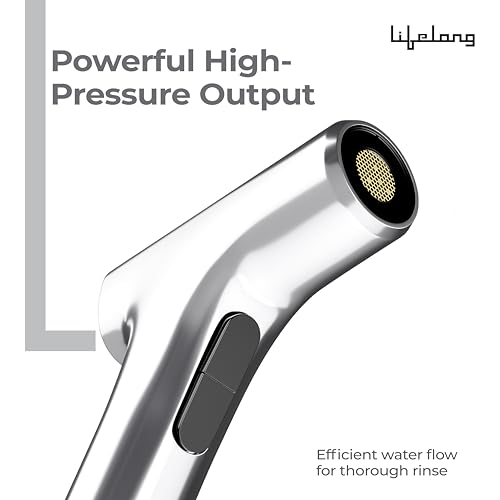 Image of Lifelong Dual Flow Health Faucet Gun|High-Pressure Water Flow|Foam & Rain Modes|& Leak-Proof Jet Spray|Ideal for Bathroom & Toilet Commode|Hygienic & Efficient Bidet Spray (LLHIXG01),Silver,Chrome