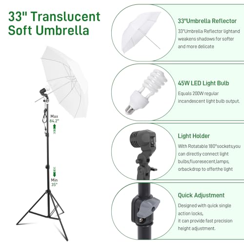 Photography Lighting kit with Backdrops, 8.5x10ft Backdrop Stands, Zyernar LED Bulbs Umbrella Softbox Continuous Lighting, Photo Studio Equipment for Video Shoot by Zyernar - Image 5