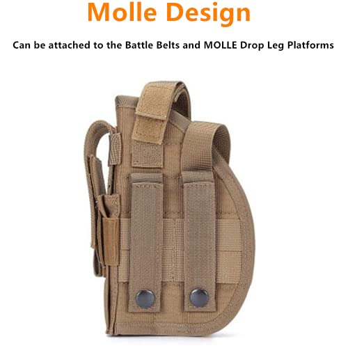 Acexier Universal Tactical Gun Holster Right Hand Molle Pistol Holster Combat Airsoft Waist Belt Holster For 1911 45 92 96 Glock(Khaki) #TOP2