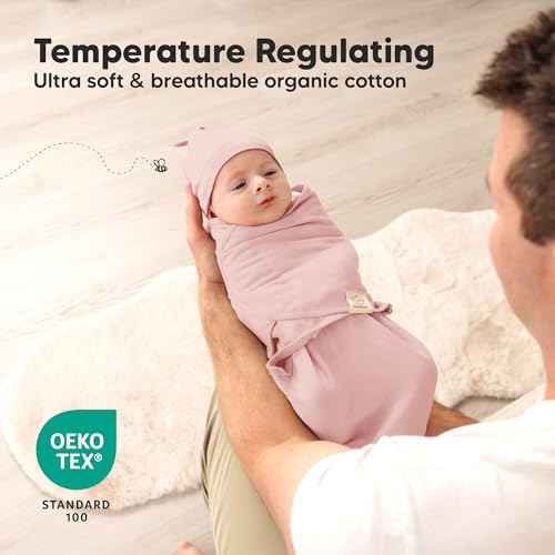 Image of 3pk Organic Swaddles for Newborns Girls, Boys & Hats (Daffodil, 0-3M) | Soft Cotton Baby Sleep Sacks 0-3 Months, Breathable Baby Hats and Swaddles 0-3 Months, Newborn Essentials Must Haves