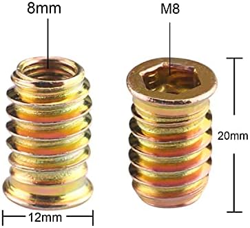 Wood Furniture M8x15/M8x20/M8x25mm Threaded Insert Nuts Interface Hex Socket Drive 50pcs (M8*20)