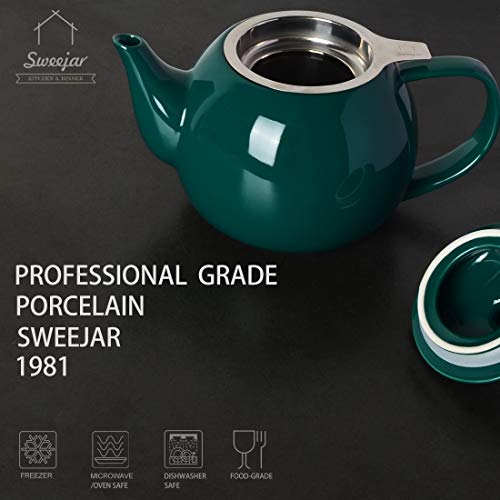 Sweejar Porcelain Teapot With Removable Stainless Steel Infuser,Microwave & Dishwasher Safe Tea Pots thumb #1