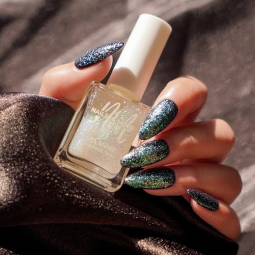 Image of Nails & More Holographic Nail Polish Topper, Argan Oil-Infused Gel Shine, Rainbow Glitter Nails, Party Shine | 10ml