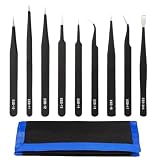 9 Pièces Pince Brucelles De Précision Esd, Pince Modelisme, Acier Inoxydable, Pincettes An...
