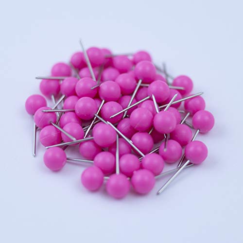Image of Push Pin Tacks for Photo Wall, Whiteboard, Cork Board, Map, Bulletin Board, Office or Home | 5 mm Head, 11 mm Point | Designed in The USA | Pink, Pack of 50