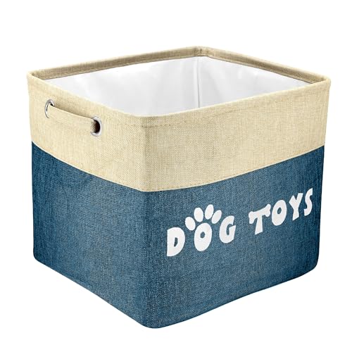 PET ARTIST Dog Toy Basket, Large Collapsible, Navy Blue, L:15"x13"x12"