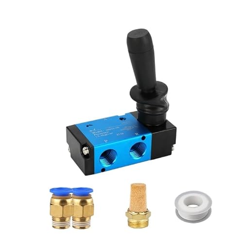 Fknitvph 4H210-08 3/2 5/2 Way Pneumatic Air Hand Lever Operated Valve Manual Control 2 Position 3 5Port Push-Pull 3H210-08 (,With 6Mm Fitting)