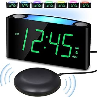 Vibrating Loud Alarm Clock with Bed Shaker for Heavy Sleepers Deaf Senior Kids