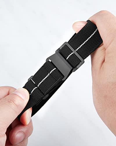 Image of BINLUN Elastic Nylon Watch Band 18mm 20mm 22mm Marine Nationale Fabric Military Parachute Replacement Watch Strap Men Women Silver & Black Buckle - Upgraded Hook-and-Loop Buckle