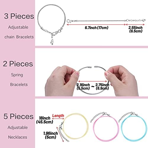 75 Pieces Charm Bracelet Making Kits, LauCentral Jewelry Making Supplies Beads DIY Crafts Set with Snake Chain String for Christmas Gifts for Girls Teens Children Age 5-12