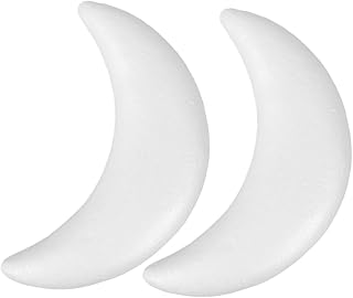 HONMEET 2pcs Unfinished Foam Moon Shapes for Polystyrene Moons for Creative Holiday Decorations and Boy Girl Projects